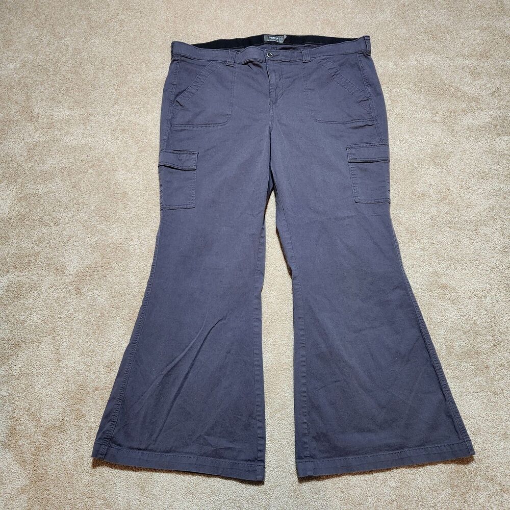 Torrid Pants Women 20R Gray High Rise A Line Flare Lightweight Twill Cargo